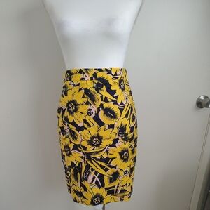 J.crew Women's Pencil Yellow Floral Skirt Sz0
